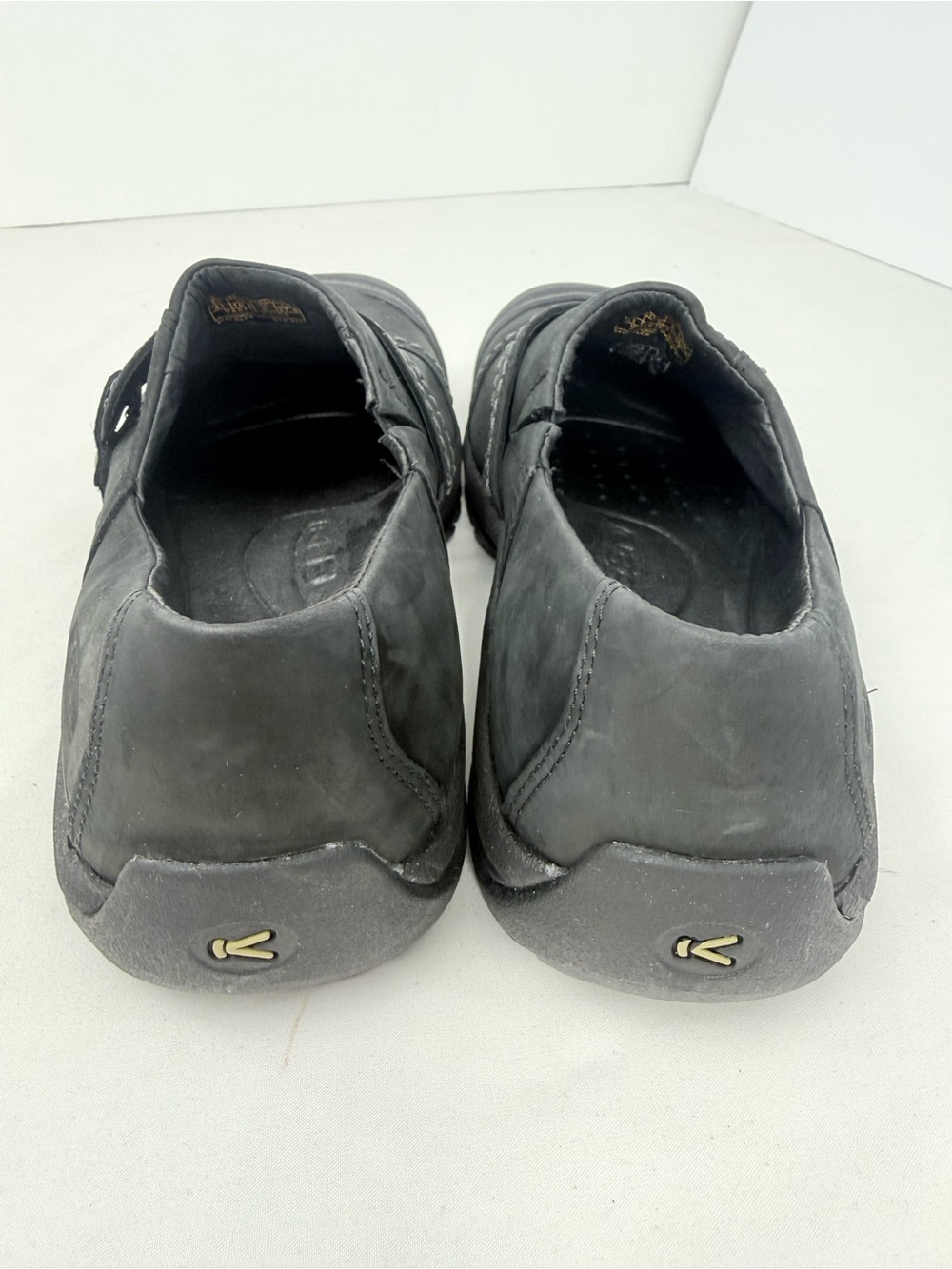 Keen KACI Black Full Grain Leather Slip On Clog Shoes - Picture 14 of 16